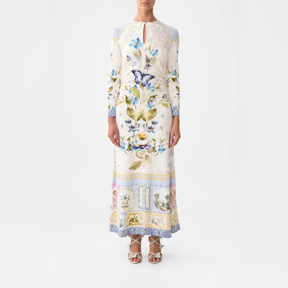 Camila gathered jersey long dress size XS